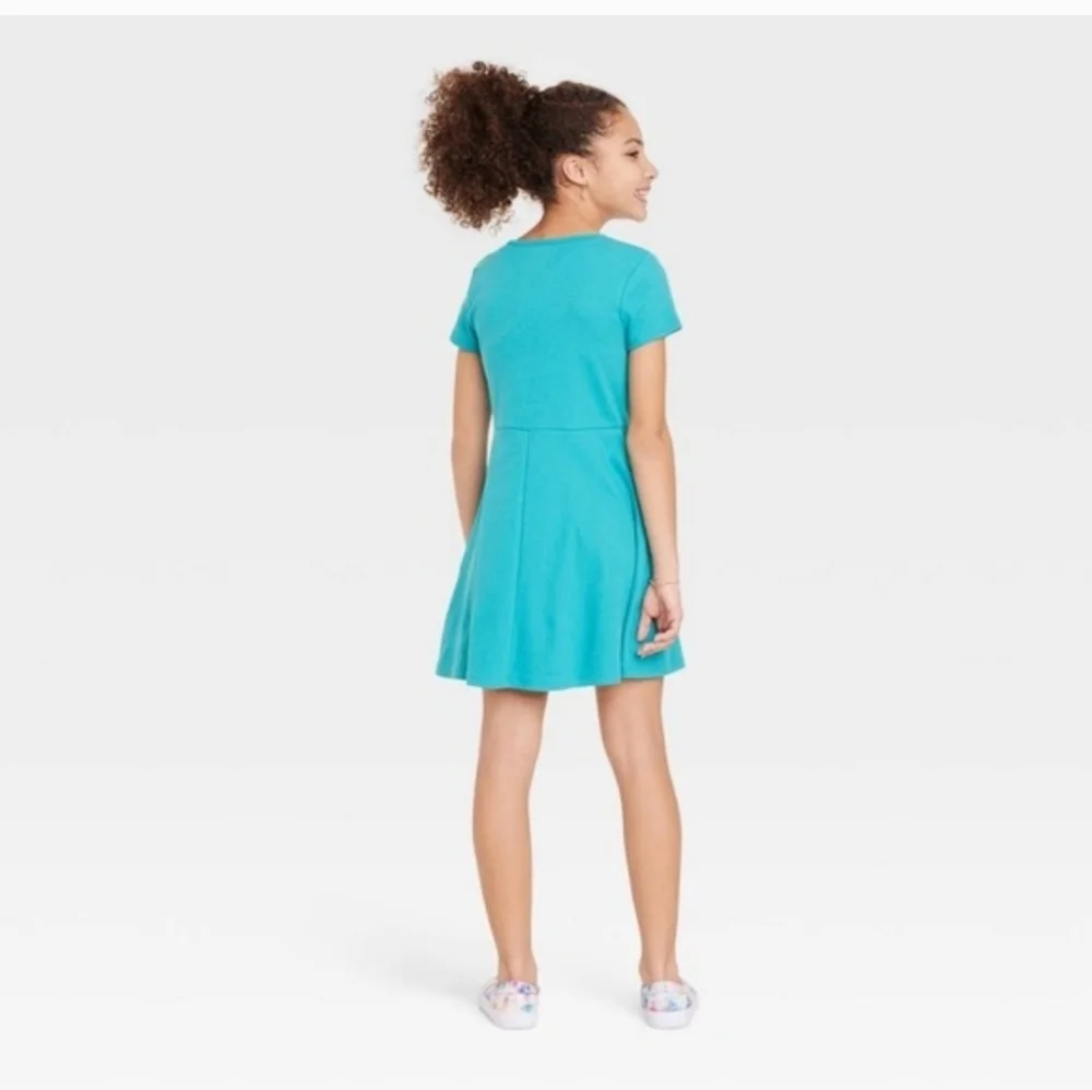 Girl's Teal A-Line Dress - Art Class - S (6/7)